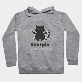 Scorpio Cat Zodiac Sign with Text (Black and White) Hoodie